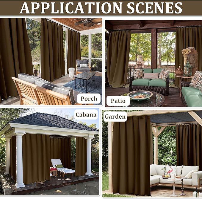 Gazebo Universal Replacement Privacy Curtain,10'×10' Gazebo Outdoor Waterproof Curtains, 4-Panels Sidewall Curtains with Double Zipper for Patio Canopy, Garden and Backyard (Curtain Only)