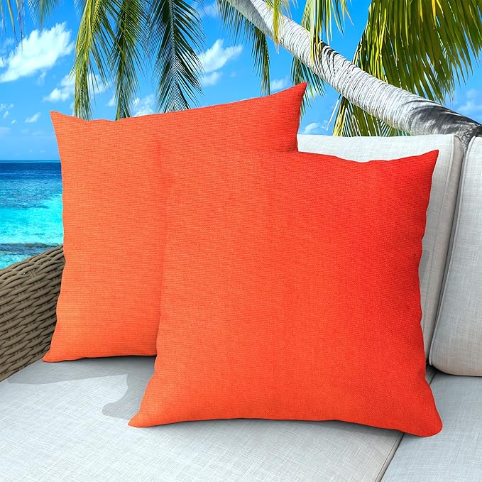 Outdoor Pillows Set of 2, 20''×20''Waterproof Throw Pillow for Patio Furniture, Feathers and Down Filled Outside Decorative Pillows Inserts for Garden, Porch Swing, Couch and Sofa