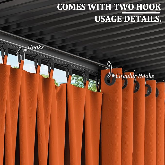 Gazebo Universal Replacement Privacy Curtain,10'×13' Gazebo Outdoor Waterproof Curtains, 4-Panels Sidewall Curtains with Double Zipper for Patio Canopy, Garden and Backyard (Curtain Only)