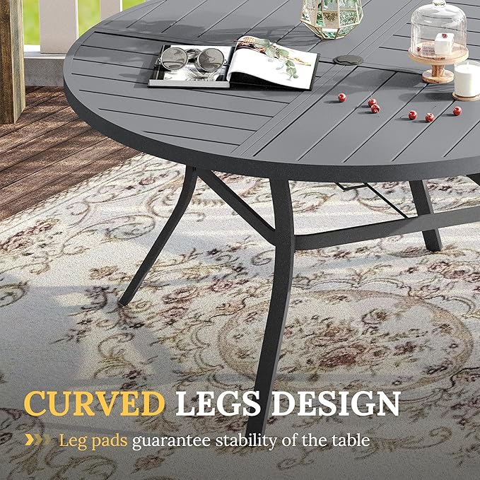 VICLLAX 7 Pieces Patio Dining Set for 6, Outdoor Furniture Set Includes 53" Outdoor Round Table and 6 Patio Swivel Chairs for Lawn Garden, Grey Tabletop and Grey Fabric