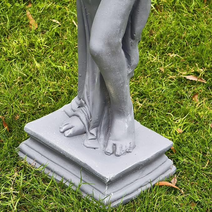 Outdoor Garden 32‘’ High Statue Nymph Sculpture Goddess of Greek Mythology Roman Style Patio Lawn Porch Decor Gray