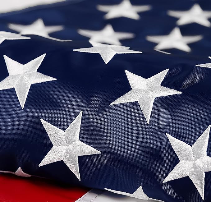 American Flag 3x5 ft Pole Sleeve Style: Longest Lasting US Sleeved Flag Made from Nylon, Embroidered Stars, Sewn Stripes, UV Protection Perfect for Outdoors! USA Flag