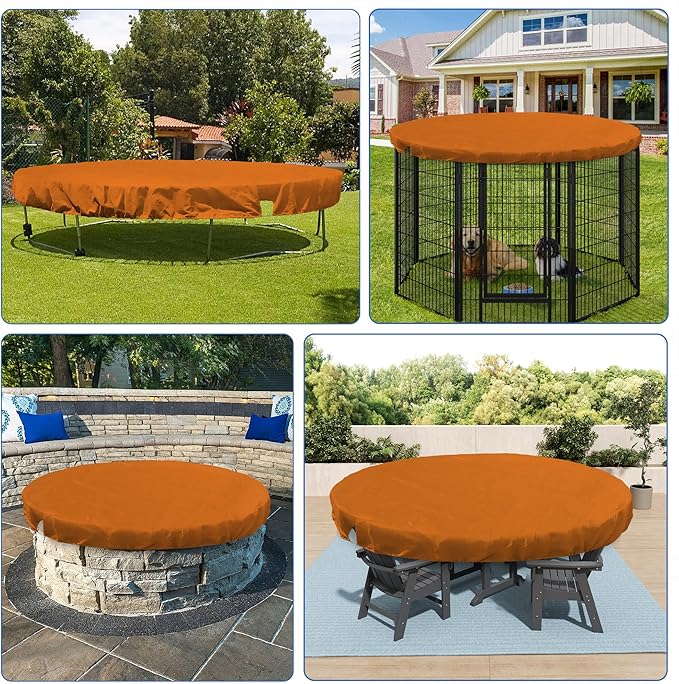 ECOOPTS 13 ft Round Pool Cover for Above Ground Pools, Swimming Pool Cover Protector Winter Safety Cover (Orange)