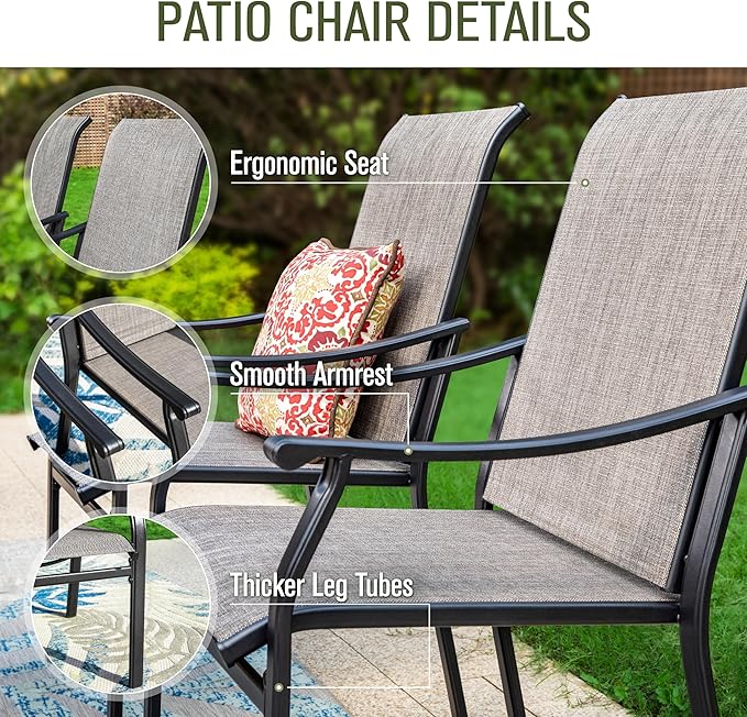 Sophia & William Outdoor Chairs Set of 8, Patio Chairs with Breathable Textilene Fabric and Heavy-Duty Iron Frame, Perfect for Lawn Garden Backyard Deck 350 lbs Capacity
