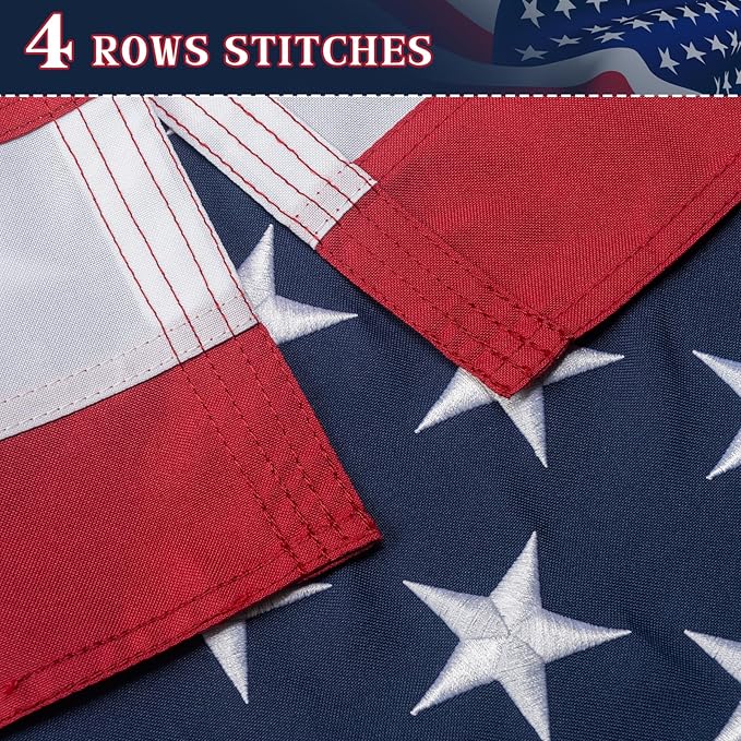 American Flag 8x12 Ft Indestructible Outdoor, Long Lasting, Heavy Duty, TearProof Polyester, Fade Resistant, High Wind US Outside Flags with Embroidered Stars, Sewn Stripes, Brass Grommets