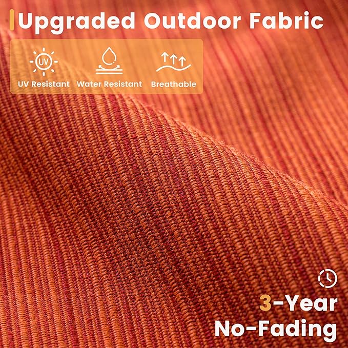 HOOOWOOO Patio Furniture Set,7 Piece Outdoor Furniture Set with Fire Pit Table,Wicker Patio Conversation Couch Swivel Chairs Ottoman Set,Orange Red