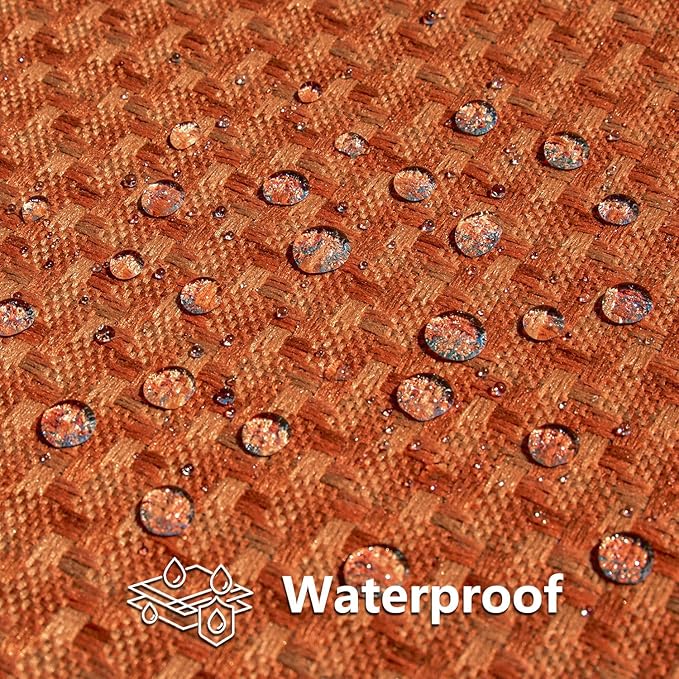Kevin Textile Fall Outdoor Waterproof Throw Pillow Covers Pack of 2 Farmhouse Decorative Cushion Covers for Garden Patio Tent Balcony Bench Couch Sofa 16x16 Inch, Burnt Orange