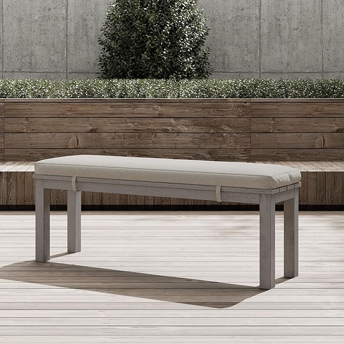 Outdoor Patio Bench, Metal Aluminum Outdoor Bench with Waterproof Cushions, Furniture Seating for Porch, Balcony, Deck, Backyard, Gray