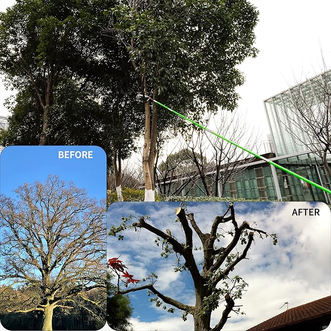 26 Feet Tree Pole Pruner Manual Branches Trimmer Extension Cut Tree Branch Garden Tools Loppers Hand Pole Saws (With Scissors)