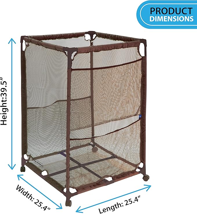 Essentially Yours Rolling Pool Storage Organizer Bin, Medium, (25.4" W x 25.4" L x 40" H), Brown Style 417227