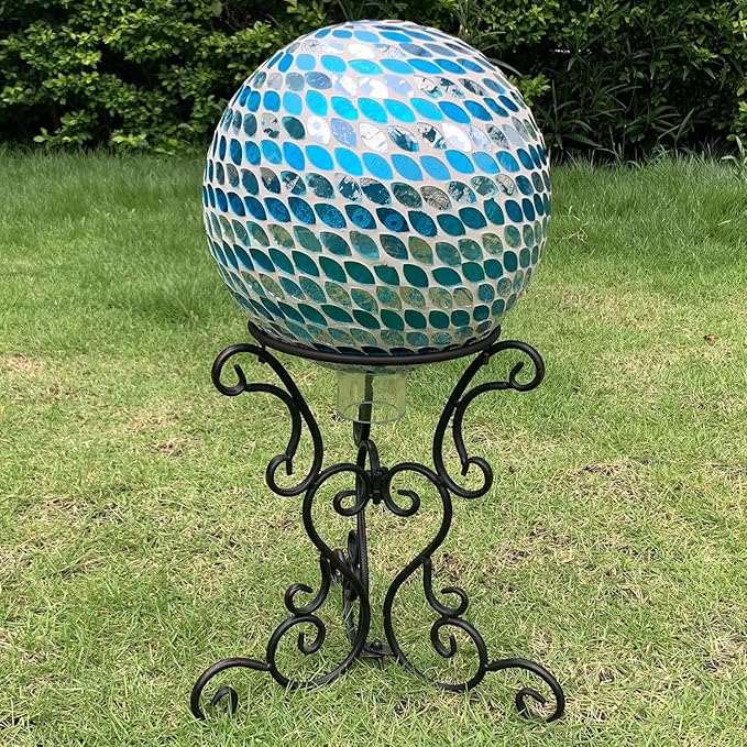Gazing Globe Stand, Gazing Ball Stand for 8-10 Inches Garden Gazing Globes, Outdoor Garden Black Metal Scroll Gazing Globe Display Stand