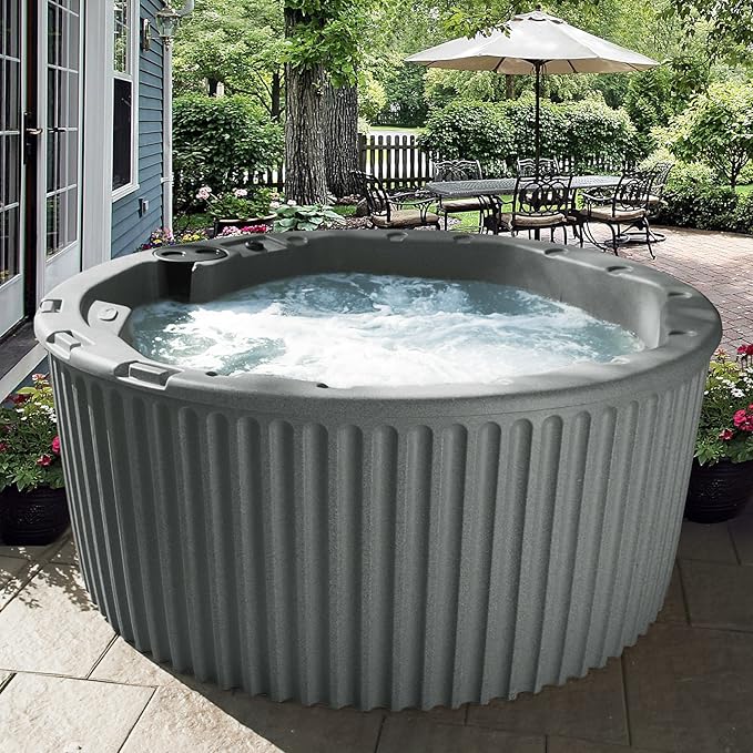 Essential Hot Tubs, Arbor Hot Tub, Arrives with Free Insulated Cover, Gray Granite, Seats 6, Plug into Standard Outlet (120 Volts), Hydrotheraphy 2025, Made in USA