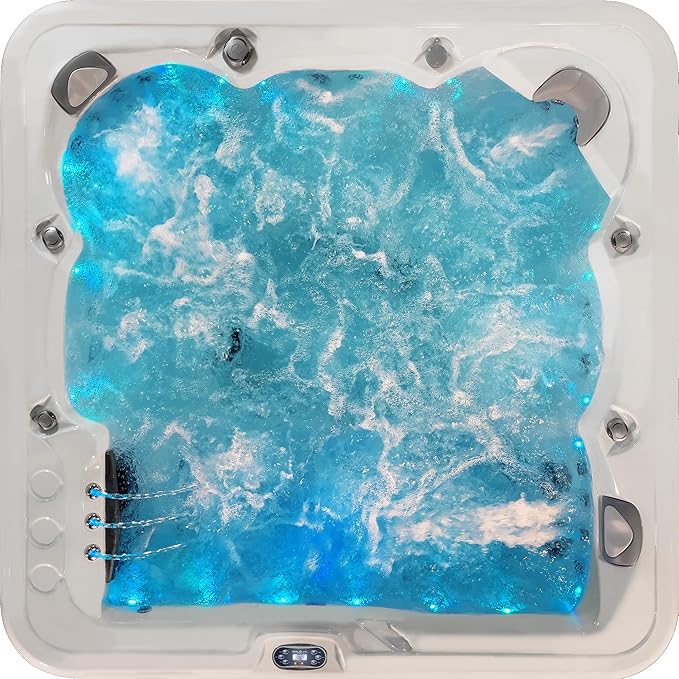 Scenic Outdoor Hot Tub, 6-Person 69-Jet Lounger 4-Pump Spa with Triple Water Columns and Bluetooth Stereo by Essential Hot Tubs