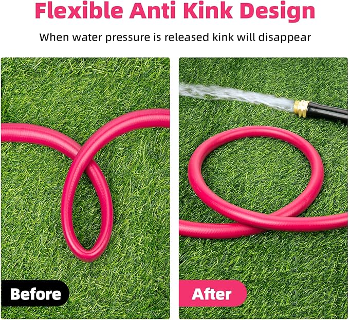 WELLUCK Garden Hose 5/8 in x 10 ft, Heavy Duty Durable Anti Kink Flexible Garden Water Hose for Drinking Water Safe BPA Free, All-weather Lightweight Water Hose for Garden RV Camper Marine