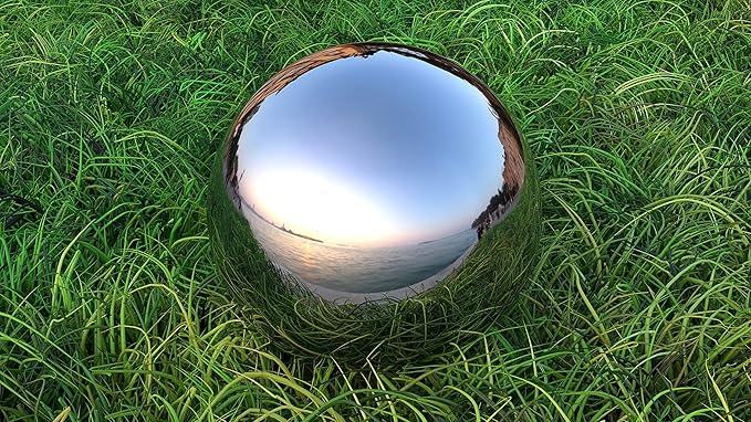 Lulu Decor, Silver Stainless Steel Gazing Mirror Ball Size 12 with Stand