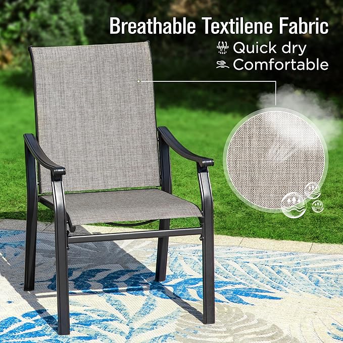 Sophia & William Outdoor Chairs Set of 6, Patio Chairs with Breathable Textilene Fabric and Heavy-Duty Iron Frame, Perfect for Lawn Garden Backyard Deck 350 lbs Capacity