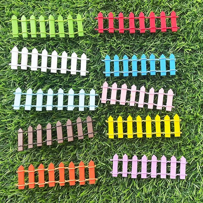 Miniature Fairy Garden Fence,Fairy Garden Accessories Outdoor Wood Picket Fence,10 PCS DIY Flowerpot Decoration, Miniature Garden Decoration