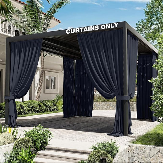 Gazebo Universal Replacement Privacy Curtain,12'×14' Gazebo Outdoor Waterproof Curtains, 4-Panels Sidewall Curtains with Double Zipper for Patio Canopy, Garden and Backyard (Curtain Only)