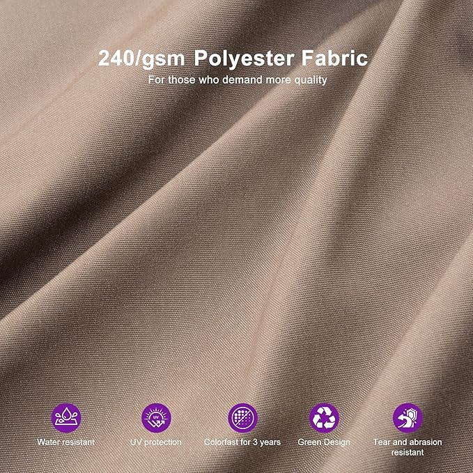PURPLE LEAF 12 FT Cantilever Patio Umbrella Outdoor Umbrella with 330lbs Base Large Square Windproof Offset Umbrella for Pool Deck Garden, Ash Mocha