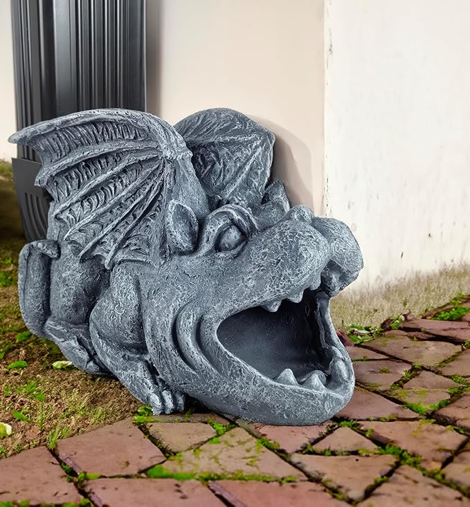 Gargoyle Statues Garden Decoration, Resin Statue Outdoor Decor, Animal Downspout Diverter, Decorative Gutter Extension, 3"4" Downspout Extender Diverter Splash Block