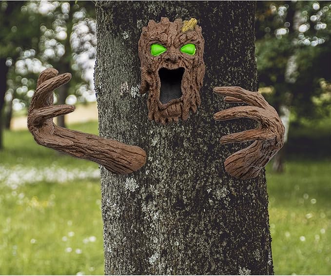 Tree Bark Monster Yard Decor, Bark Face Tree Person Decor for Garden and Halloween