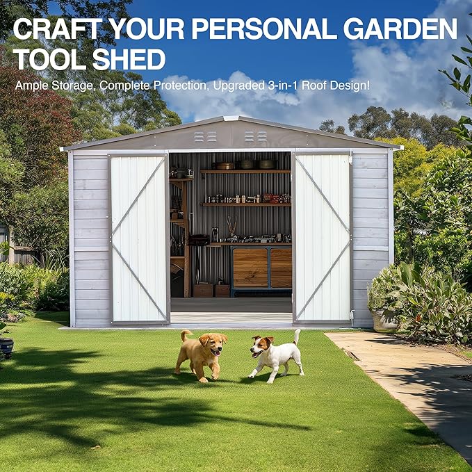 4x6FT Outdoor Storage Shed, Wood Garden Shed with Sloping Roof and Lockable Door,Tool Shed Bike Shed for Backyard Garden Patio Lawn,Gray