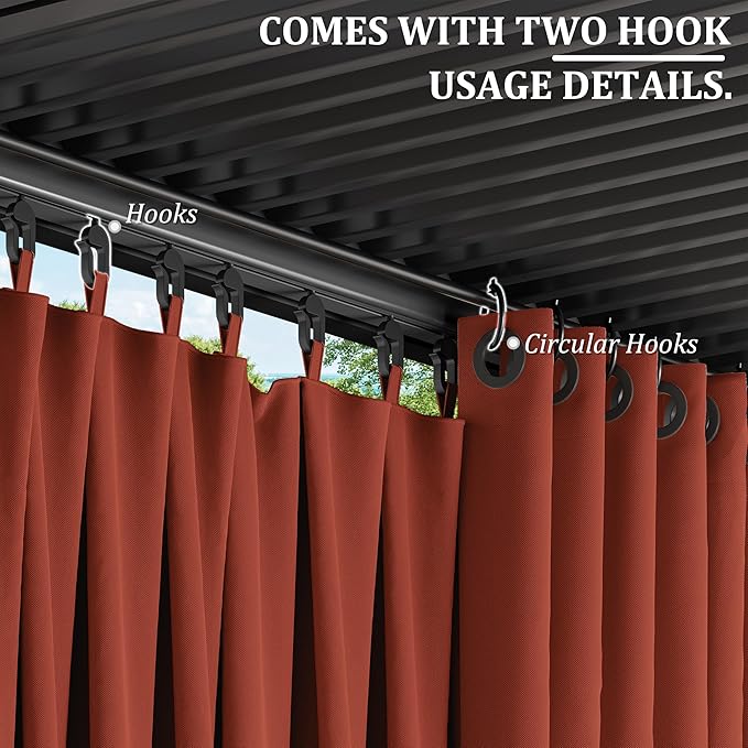 Gazebo Universal Replacement Privacy Curtain,10'×12' Gazebo Outdoor Waterproof Curtains, 4-Panels Sidewall Curtains with Double Zipper for Patio Canopy, Garden and Backyard (Curtain Only)