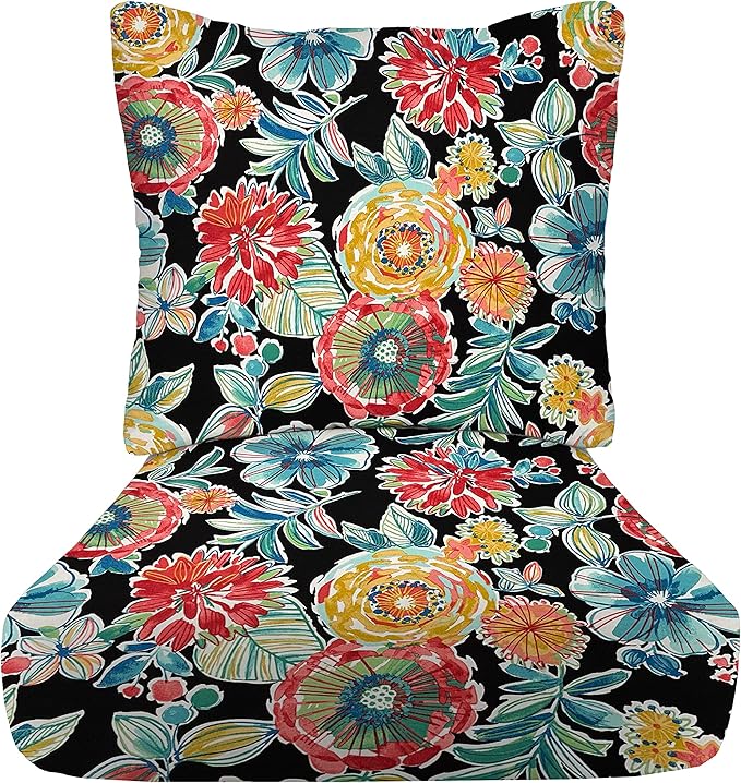 RSH DECOR: Deep Seating Cushion with Pillow Back | 23” x 26” Seat | All-Weather Spun Fabric | Water and Fade-Resistant | Outdoor Chair Cushion Set for Patio Furniture | Colsen Noir