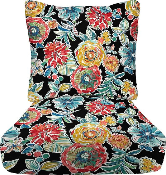 RSH DECOR: Deep Seating Cushion with Pillow Back | 25” x 25” Seat | Water and Fade-Resistant Spun Fabric | Outdoor Chair Cushion Set for Patio Furniture | Colsen Noir