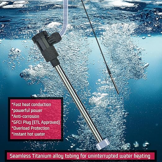 1500W Titanium Submersible Electric Immersion Water Heater with Temp Control & GFCI – Portable Heater for Hot Tubs, Above-Ground Pools, Swimming Pool, baptismal Pools, Spa & Inflatable Pools