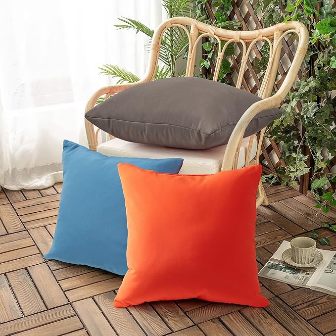 Outdoor Pillows Set of 2, 22''×22''Waterproof Throw Pillow for Patio Furniture, Feathers and Down Filled Outside Decorative Pillows Inserts for Garden, Porch Swing, Couch and Sofa