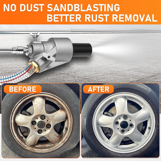 RIDGE WASHER Pressure Washer Sandblasting Kit, Dustless-Wet Sand Blaster for Pressure Washers, 5000 PSI, 8.0 GPM, 1/4 Inch Quick Connect
