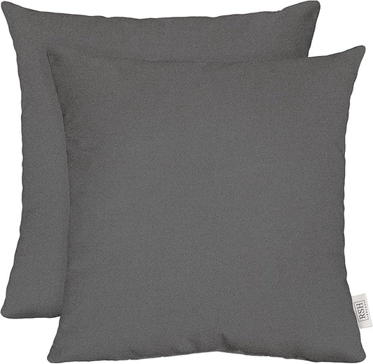 RSH DECOR: Sunbrella Square Throw Pillows Set of 2 | 17" x 17" | Water and Fade-Resistant Performance Fabric | Outdoor Pillow Covers with Down-Alternative Inserts | Made in USA (Cast Charcoal Grey)