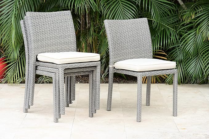 Amazonia Jefferson 13-Piece Patio Extendable Dining Table Set | Light Grey Wicker Chairs | Ideal for Outdoors and Indoors