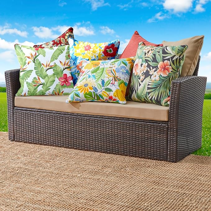 BrylaneHome 20" Square Throw Pillow - Patio & Outdoor - Water, Stain & Fade Resistant - Poppy Blue