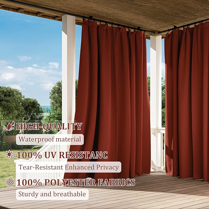 Gazebo Universal Replacement Privacy Curtain,12'×12' Gazebo Outdoor Waterproof Curtains, 4-Panels Sidewall Curtains with Double Zipper for Patio Canopy, Garden and Backyard (Curtain Only)
