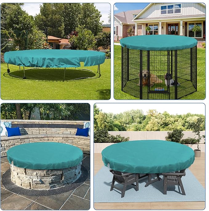 ECOOPTS 13 ft Round Pool Cover for Above Ground Pools, Swimming Pool Cover Protector Winter Safety Cover (Turquoise)