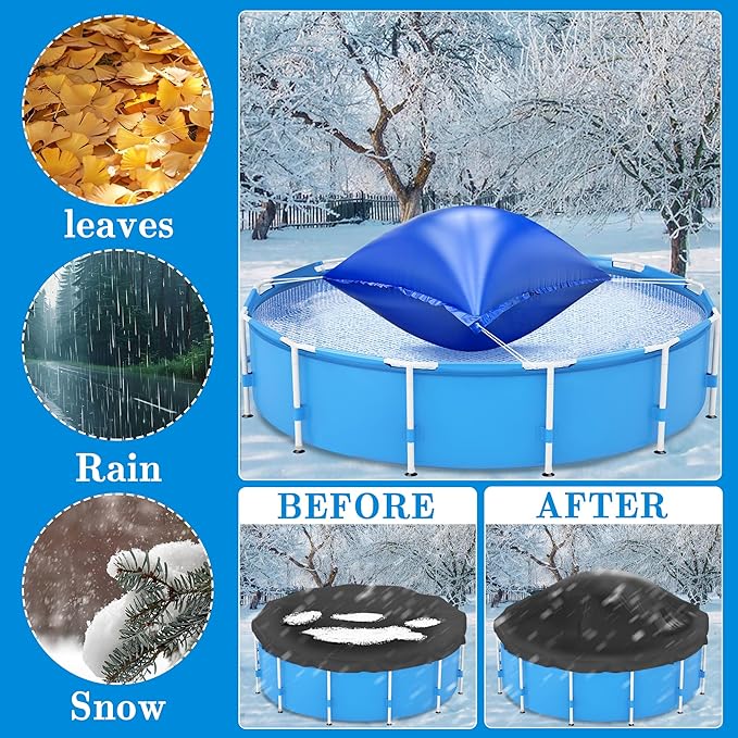 Sfcddtlg 7.8 x 7.8 Ft Large Pool Pillows for Above Ground Pools- Square Winter Pool Cover Air Pillow- Inflatable Swimming Pool Closing Winter Pillow with Ropes for Support Pool Covers