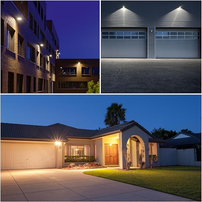 LAMPHOME LED Flood Lights Outdoor 15/20/35W and 3000/4000/5000K Adjustable 3900Lm,Dusk-to-Dawn Sensor o Dawn Flood Light for Yard, Garage, Garden,UL Listed, Includes Knuckle Mount UL Listed