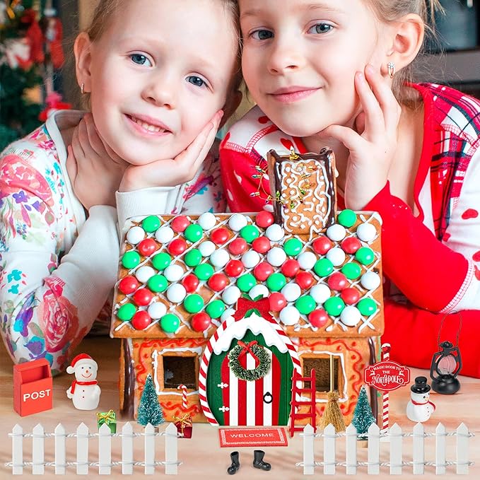 Haooryx 22Pcs Christmas Magic Wooden Miniature Fairy Doors Accessories, Christmas Elf Magic Door for Wall Fairies Magical Door Decoration Christmas Party Outdoor Xmas Decor (Bow Tie)