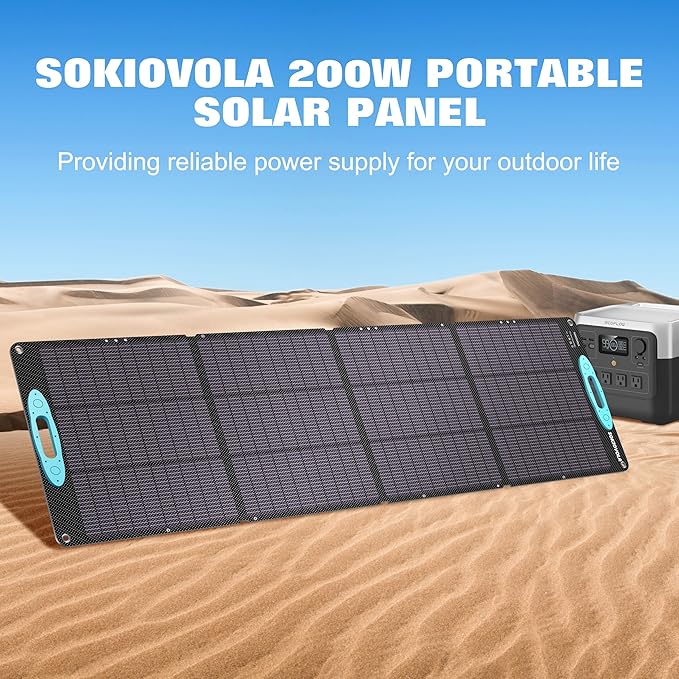 200W Portable Solar Panels for Power Station, IP68 Waterproof ETFE Foldable Solar Panel Kit 25% High Conversion Efficiency Solar Panel for Camping Outdoor RV Blackout