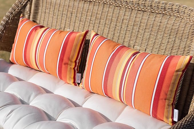 RSH DECOR: Sunbrella Pillow Covers Set of 4 | Covers Only - 20" x 12" | Outdoor Lumbar Pillow Covers Crafted with Sunbrella Performance Fabric | Dolce Mango