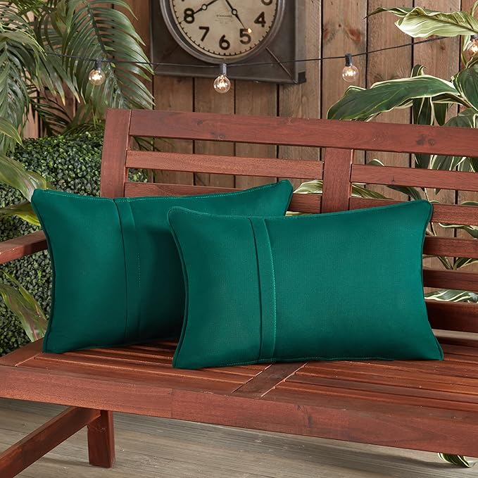Greendale Home Fashions Sunbrella 21" x 14" Rectangle Outdoor Throw Pillow with Removable Cover (Set of 2), Canvas Forest 2 Count