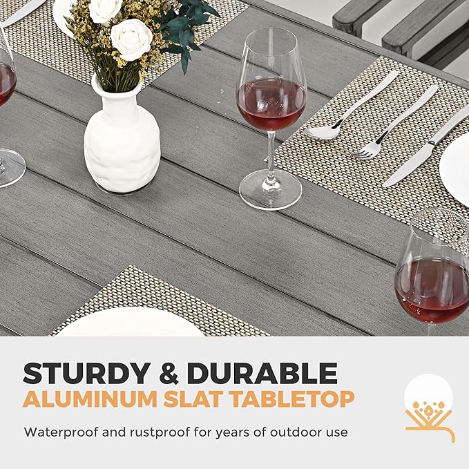HAPPATIO 5-Piece Patio Outdoor Dining Set - All Aluminum Outdoor Patio Table and Chairs Set for 4 includes 1 Square Dining Table and 4 Swivel Dining Chairs, Patio Outdoor Dining Set for Lawn or Garden