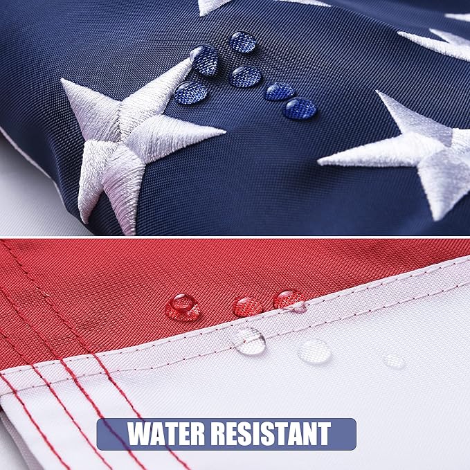 American Flag 5x8 Ft, US Deluxe Embroidered Heavy Duty Premium Polyester Durable Outside Flags with Brass Grommets
