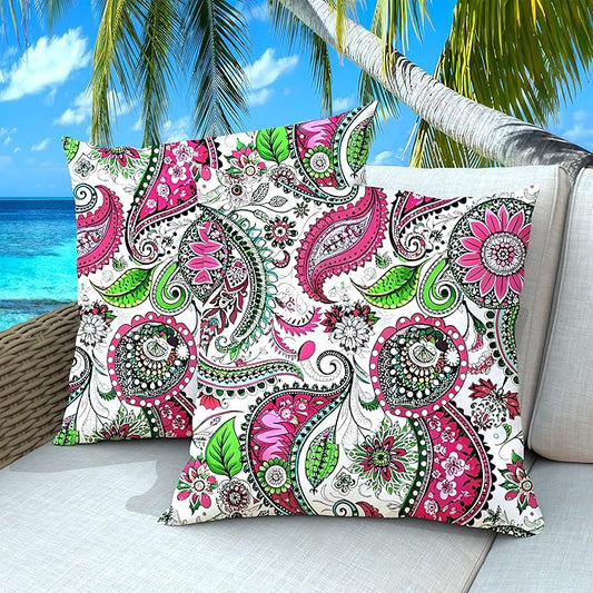 Outdoor Pillows Set of 2, 26''×26''Waterproof Throw Pillow for Patio Furniture, Feathers and Down Filled Outside Decorative Pillows Inserts for Garden, Porch Swing, Couch and Sofa