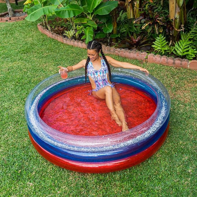 Poolcandy Inflatable Sunning Pools for up to 3 Adults (Stars & Stripes USA Flag with Glitter Inflatable Sunning Pool)