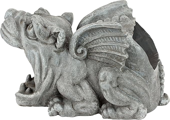 Design Toscano Roland the Gothic Gargoyle Gutter Guardian Rain Downspout Extension Outdoor Statue, 10 Inch Long, Cast Stone Resin, Grey Stone Finish