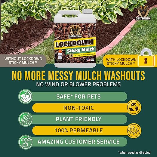 Lockscape Sticky Rock or Sticky Mulch Glue for Landscaping with Sprayer 1 Gallon, Max Rock Glue for Landscape & PetraTools HD101 Bundle, Lockdown Gravel or Mulch for Landscaping Hold (Mulches)