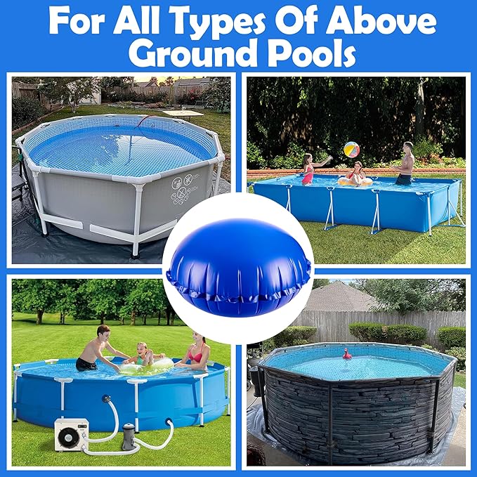 Sfcddtlg 2 Pcs Pool Air Pillows for Above Ground Pools- 4 x 4 Ft Round Winter Pool Cover Pillow- Ice Equalizer Air Pillow- Swimming Pool Winterizing Closing Pillow with Ropes for Support Pool Covers